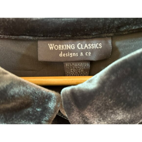 Vintage Working Classics Designs Co Black Velvet Button-Up Shirt 26/28 Oversized - Picture 3 of 6